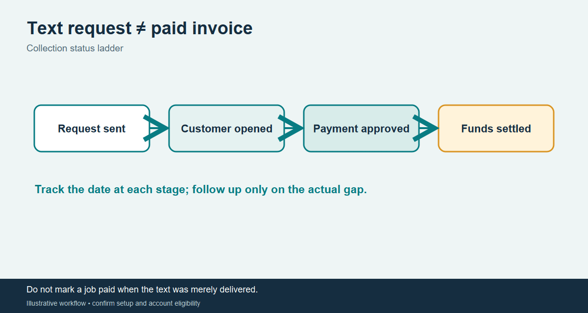 Text to Pay workflow from completed service to verified payment